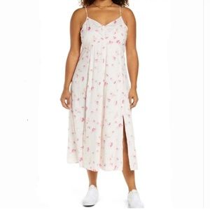 BP Nordstrom Floral Cami Midi Dress Pink Small Textile Floral